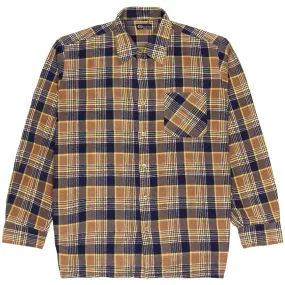 CA Vintage Checkered Flannel Shirt Beige Navy Yellow