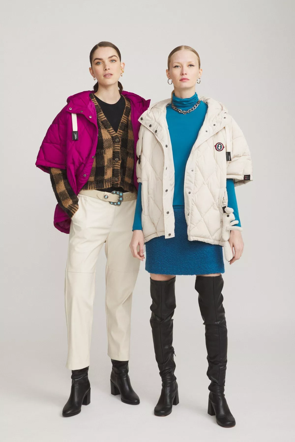 Cape-style puffer jacket