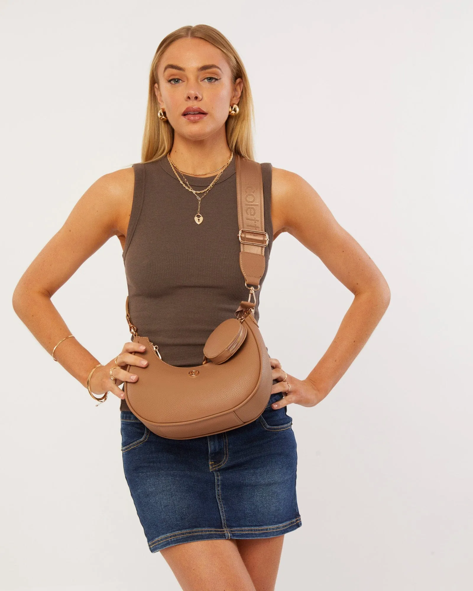 Caramel Flavia Webbing Crossbody Bag