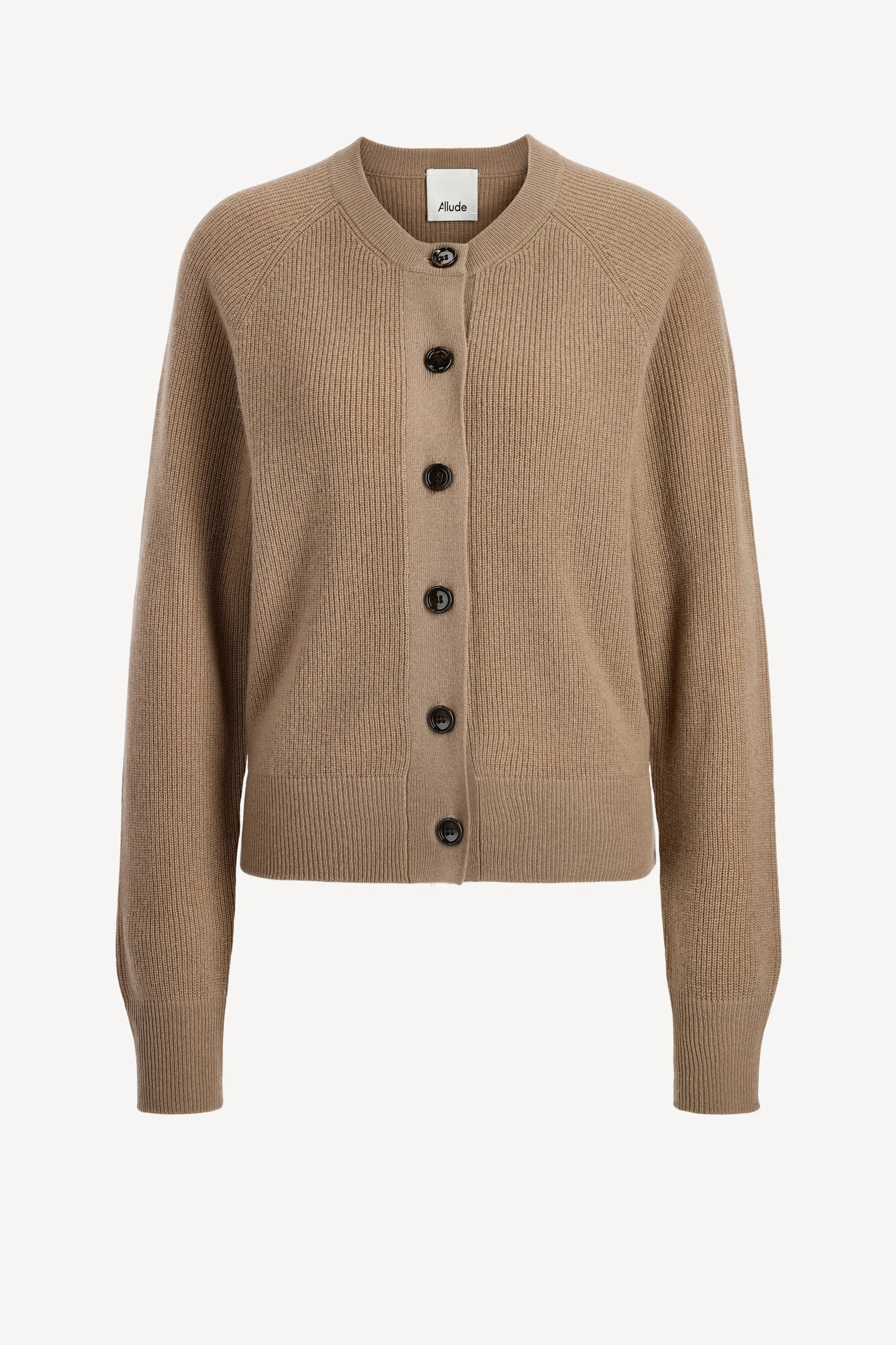 Cardigan mit Rundhals in Camel