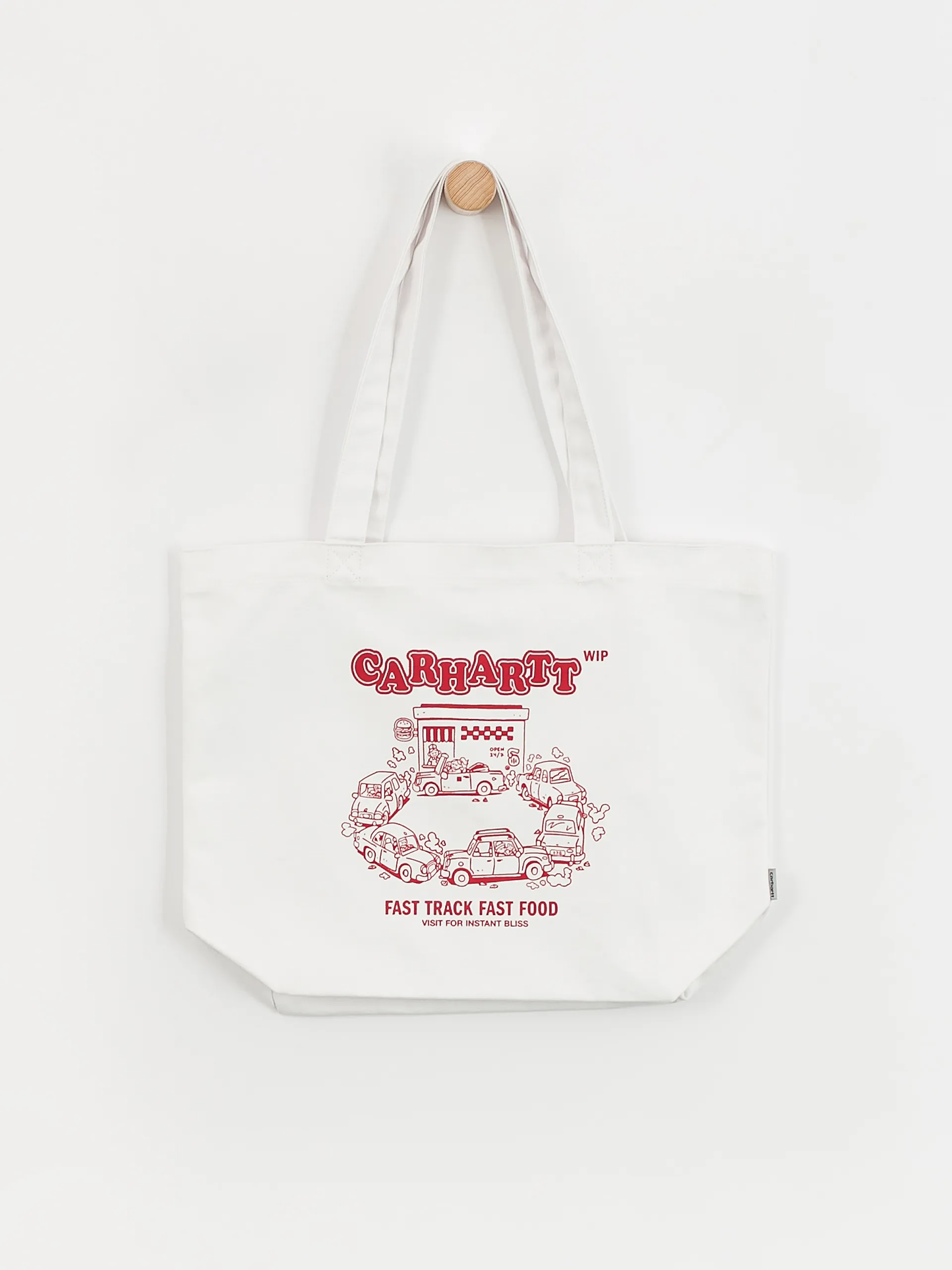 Carhartt WIP Canvas Graphic Tote Bag (fast food print/white/samba)