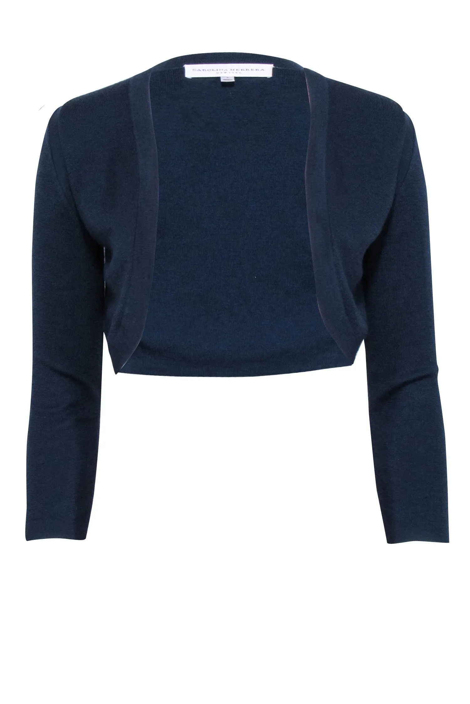 Carolina Herrera - Navy Cropped Knit Cardigan Sz S