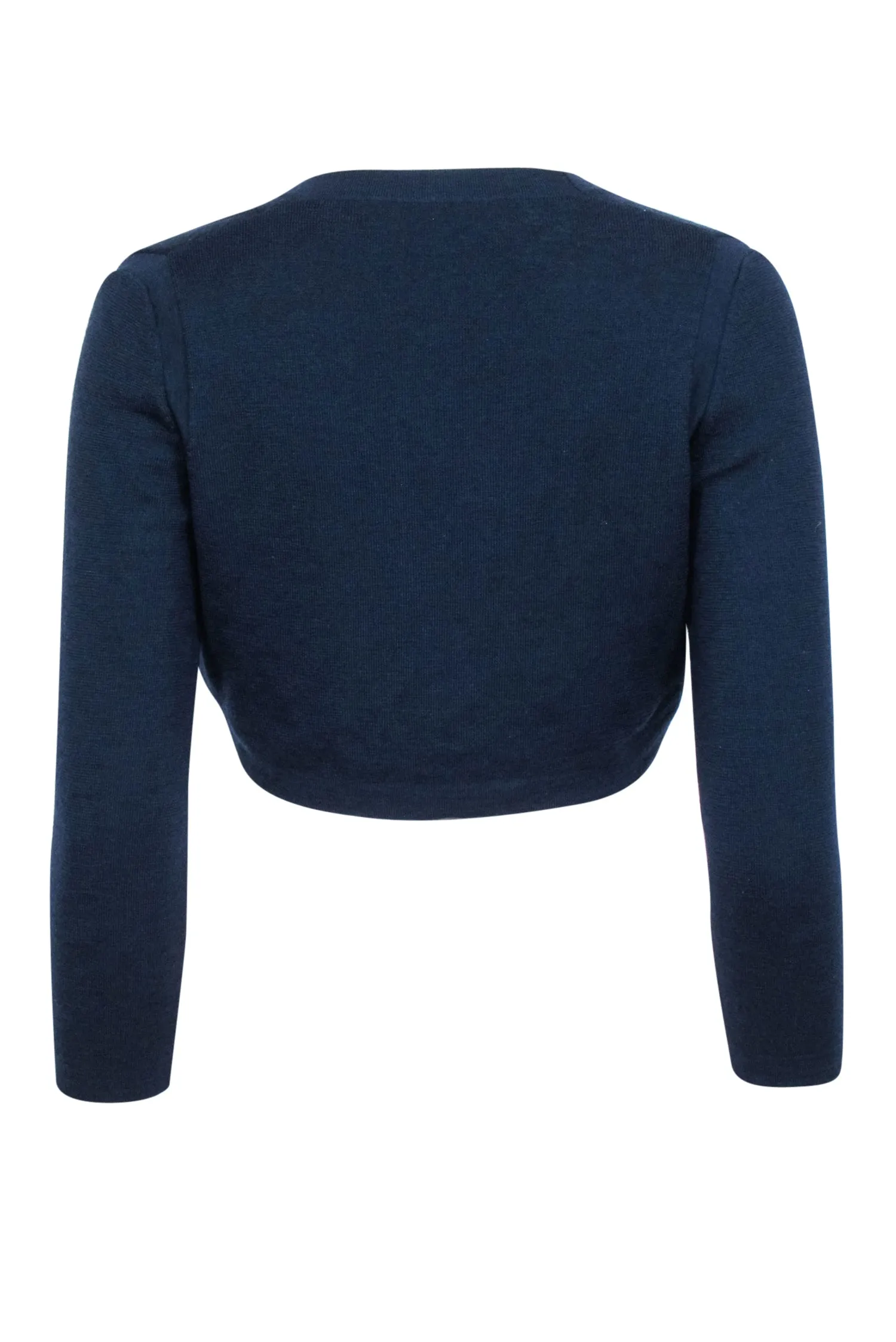 Carolina Herrera - Navy Cropped Knit Cardigan Sz S