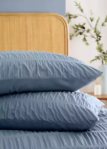 Catherine Lansfield Blue Seersucker Duvet Cover Set | Kaleidoscope