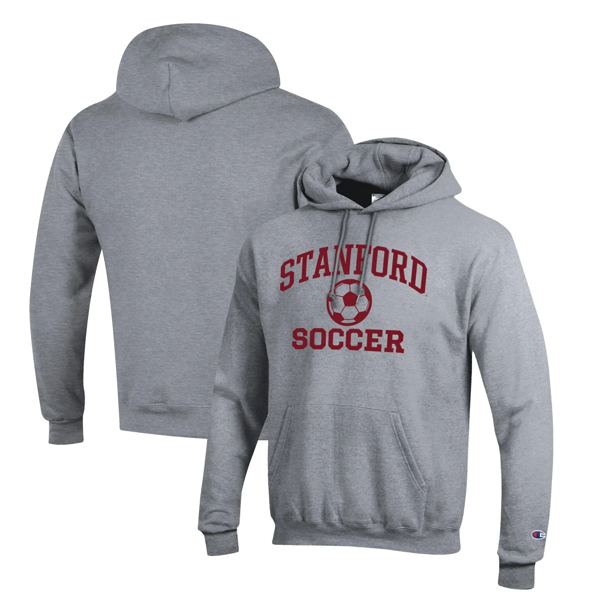 Champion Stanford Cardinal Gray Soccer Icon Powerblend Pullover Hoodie
