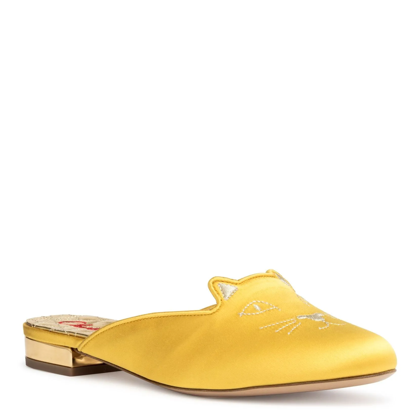 Charlotte Olympia Sabot Kitty yellow satin mules