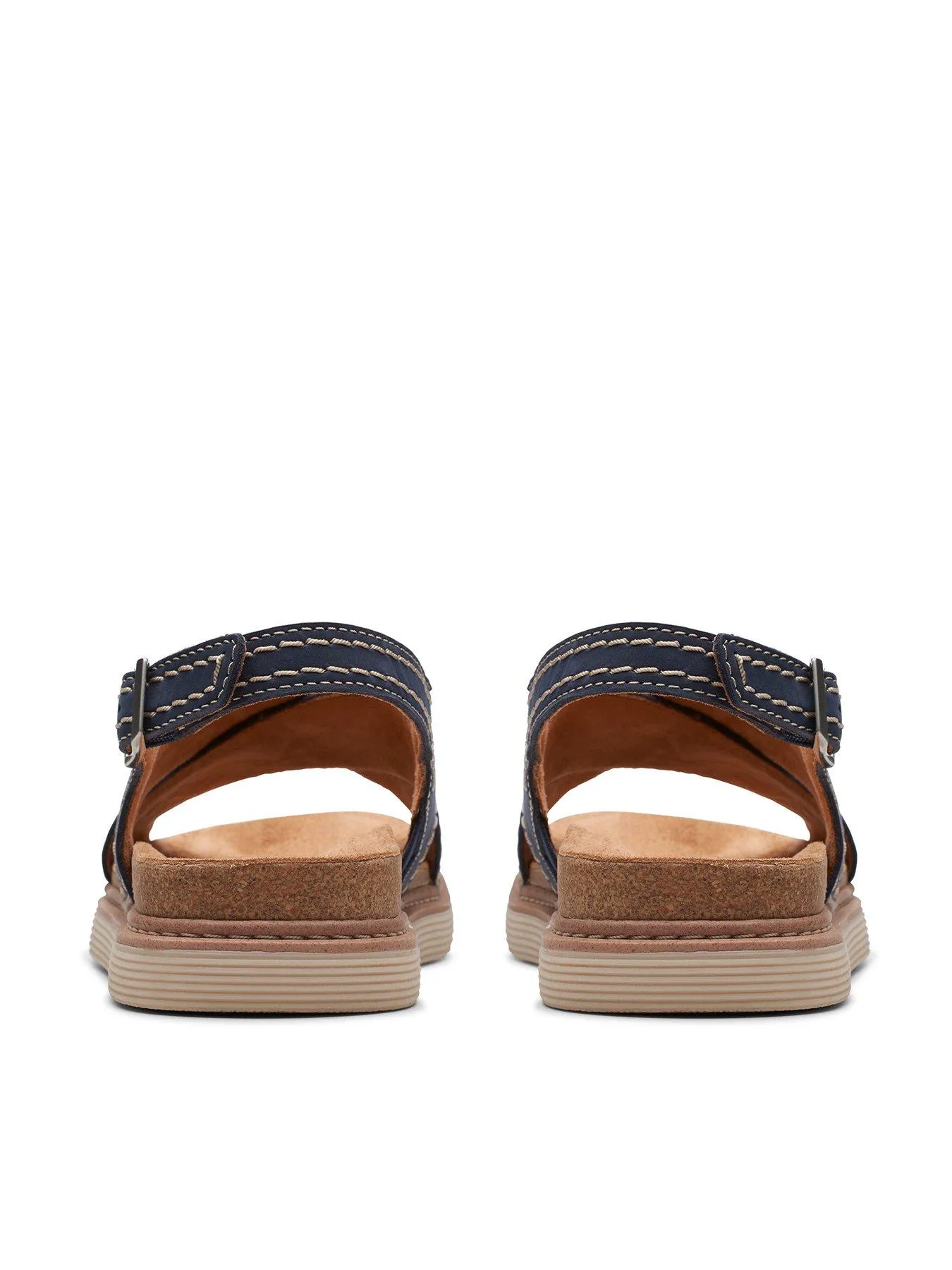 Clarks Arwell Sling Wide Fitting Nubuck Cross Front Sandals - Navy