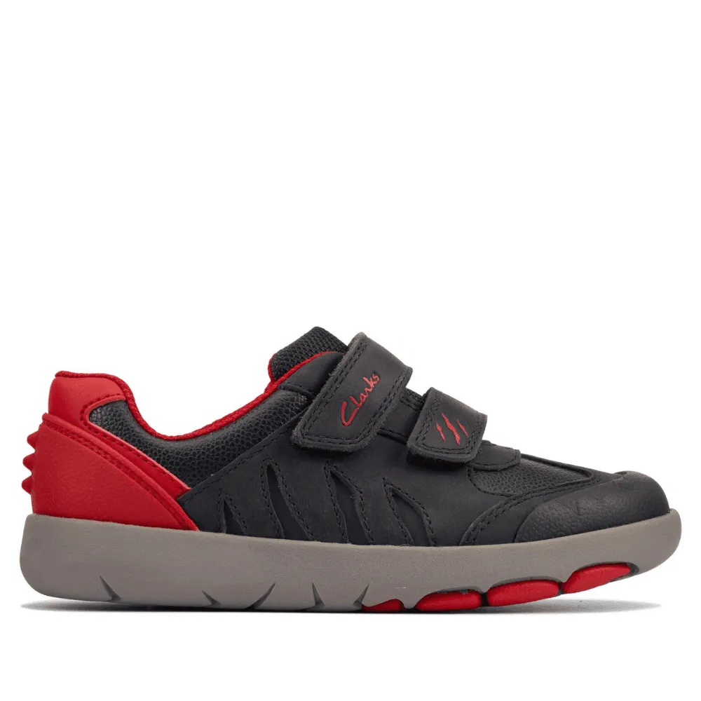 Clarks Boy's Rex Play Navy & Red Leather Shoe