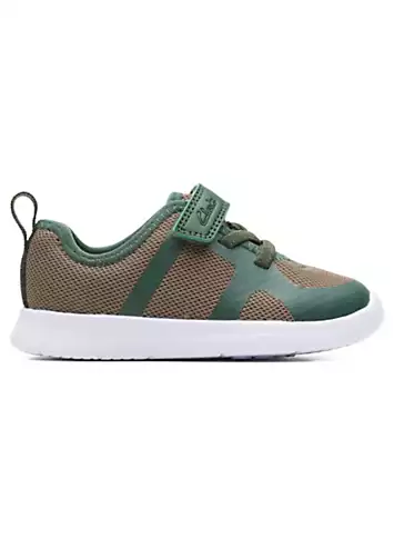 Clarks Boys Ath Flux Toddler G Wide Fitting Khaki Trainers | Grattan
