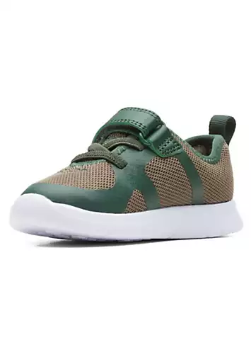 Clarks Boys Ath Flux Toddler G Wide Fitting Khaki Trainers | Grattan