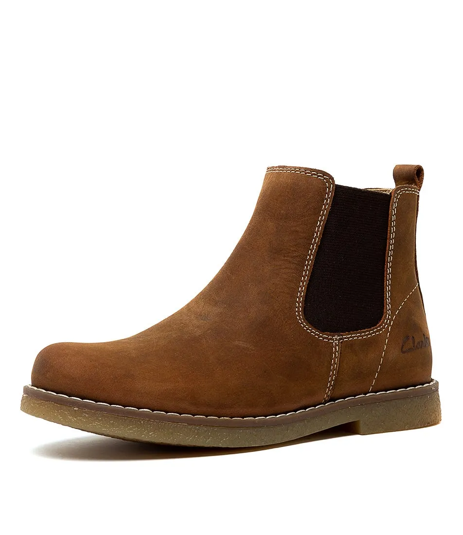 CLARKS Chelsea Jnr Tan Leather