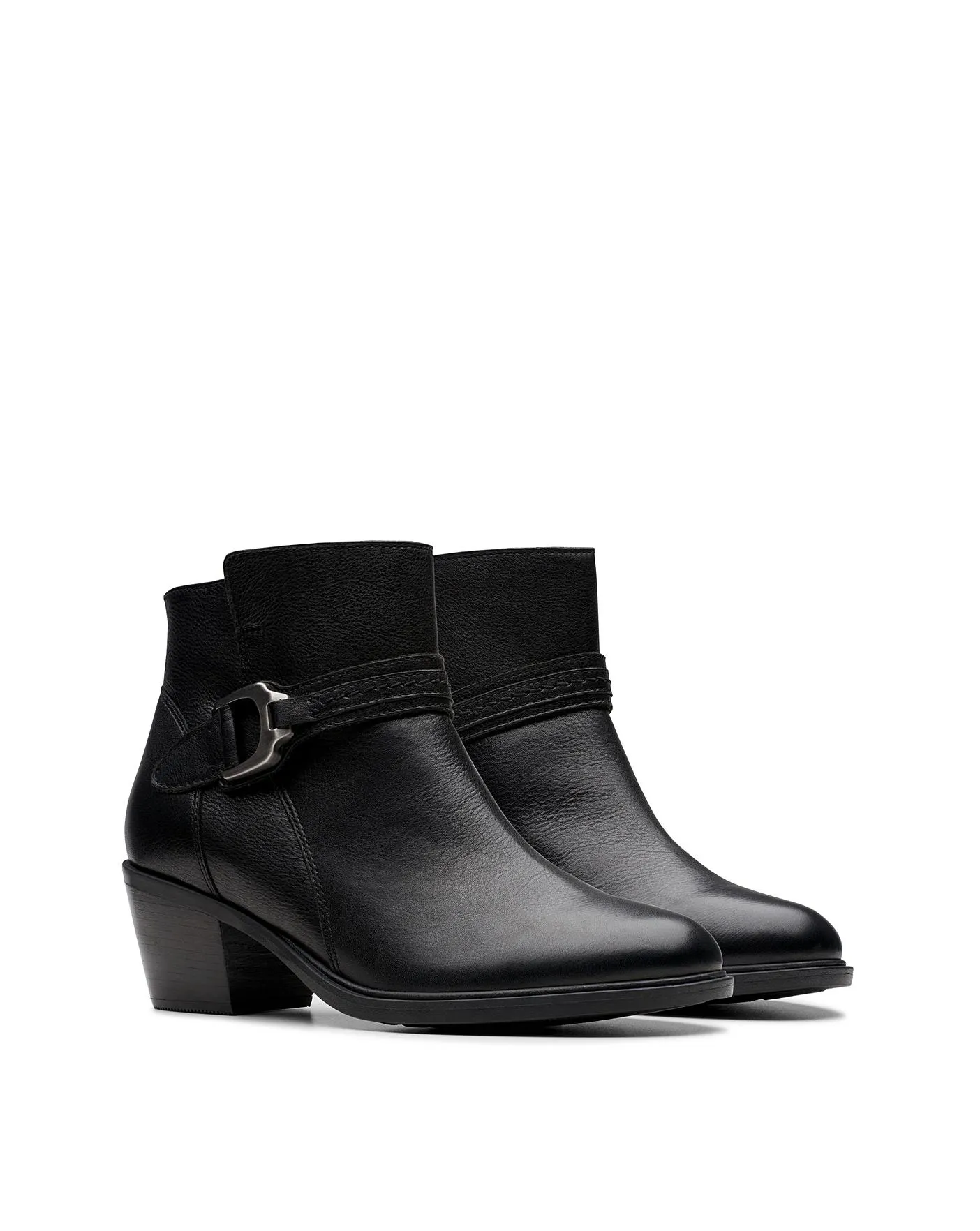 Clarks Neva Buckle Leather Boot Wide Fit
