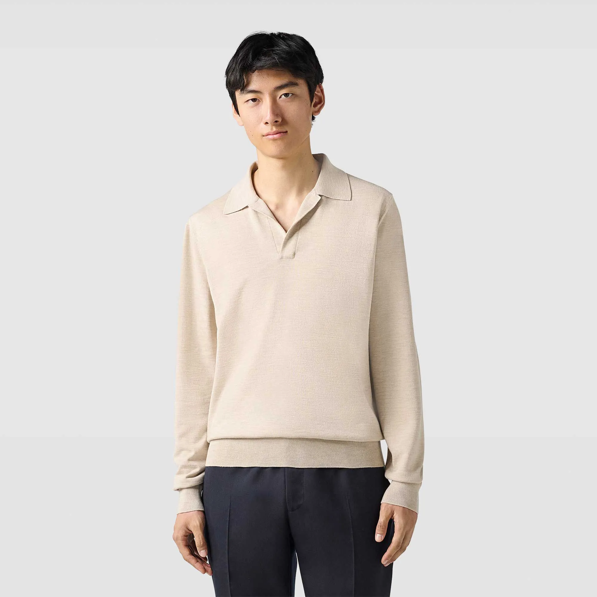 Classic Buttonless Wool Polo