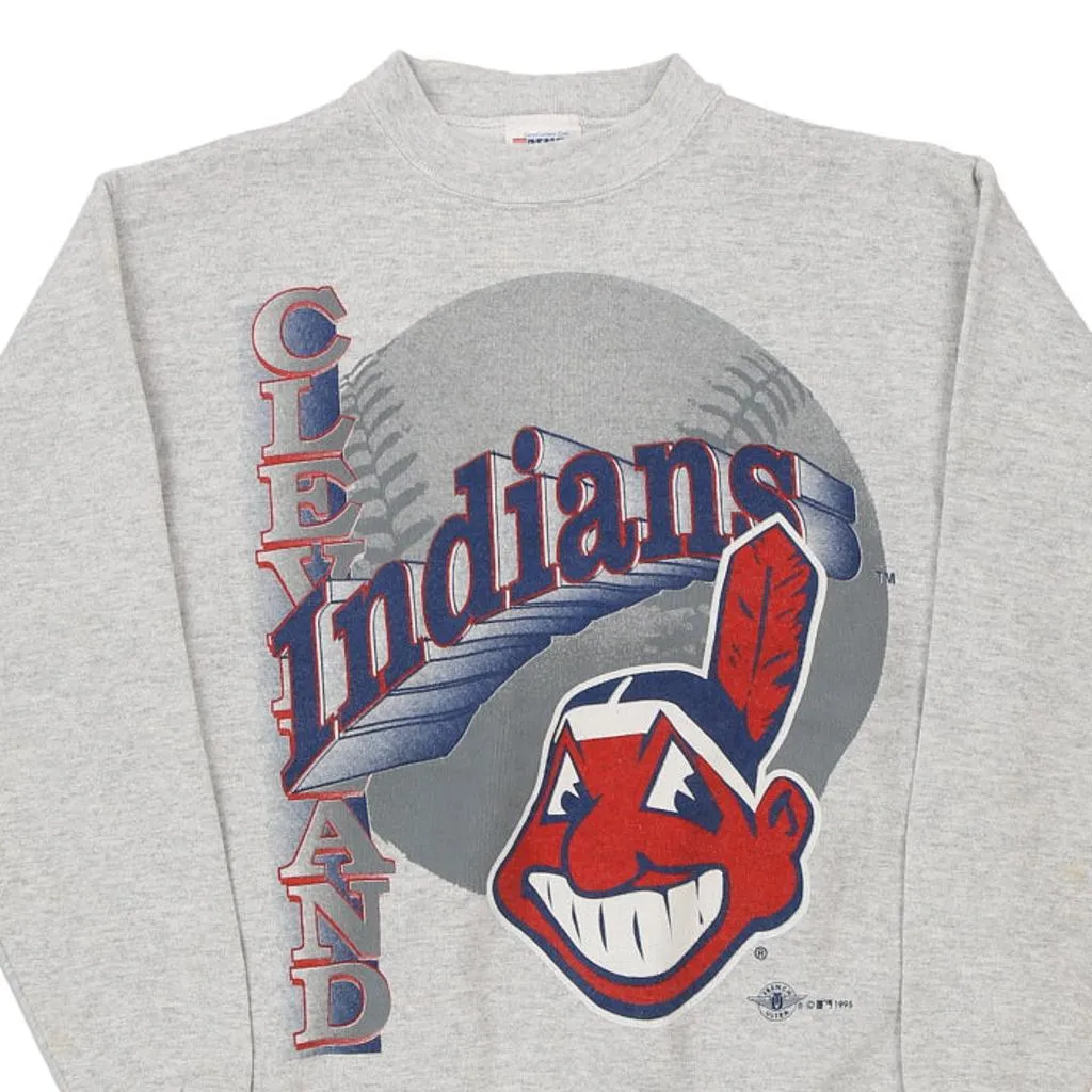 Cleveland Indians Trench MLB Sweatshirt - Medium Grey Cotton Blend