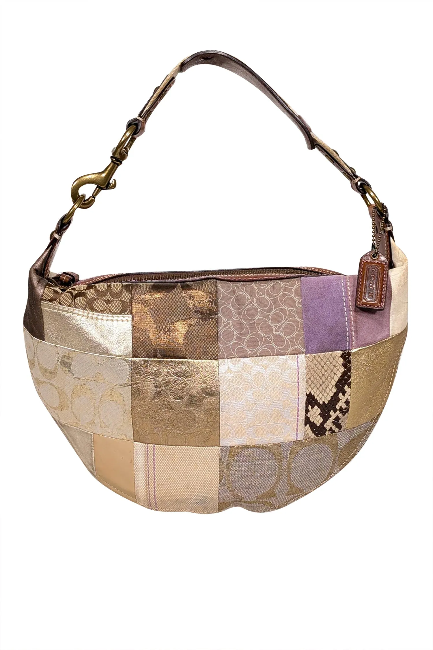 Coach - Beige Patchwork Monogram Shoulder Bag