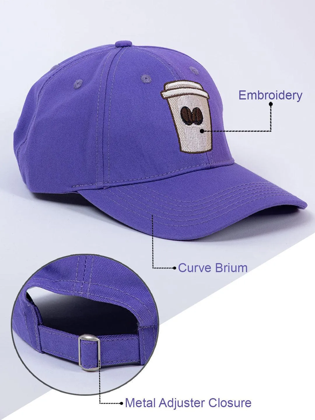 Coffee Mug Purple Free Size Unisex Baseball Caps