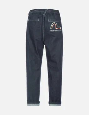 Colorblock Seagull Embroidered Tapered-fit Jeans