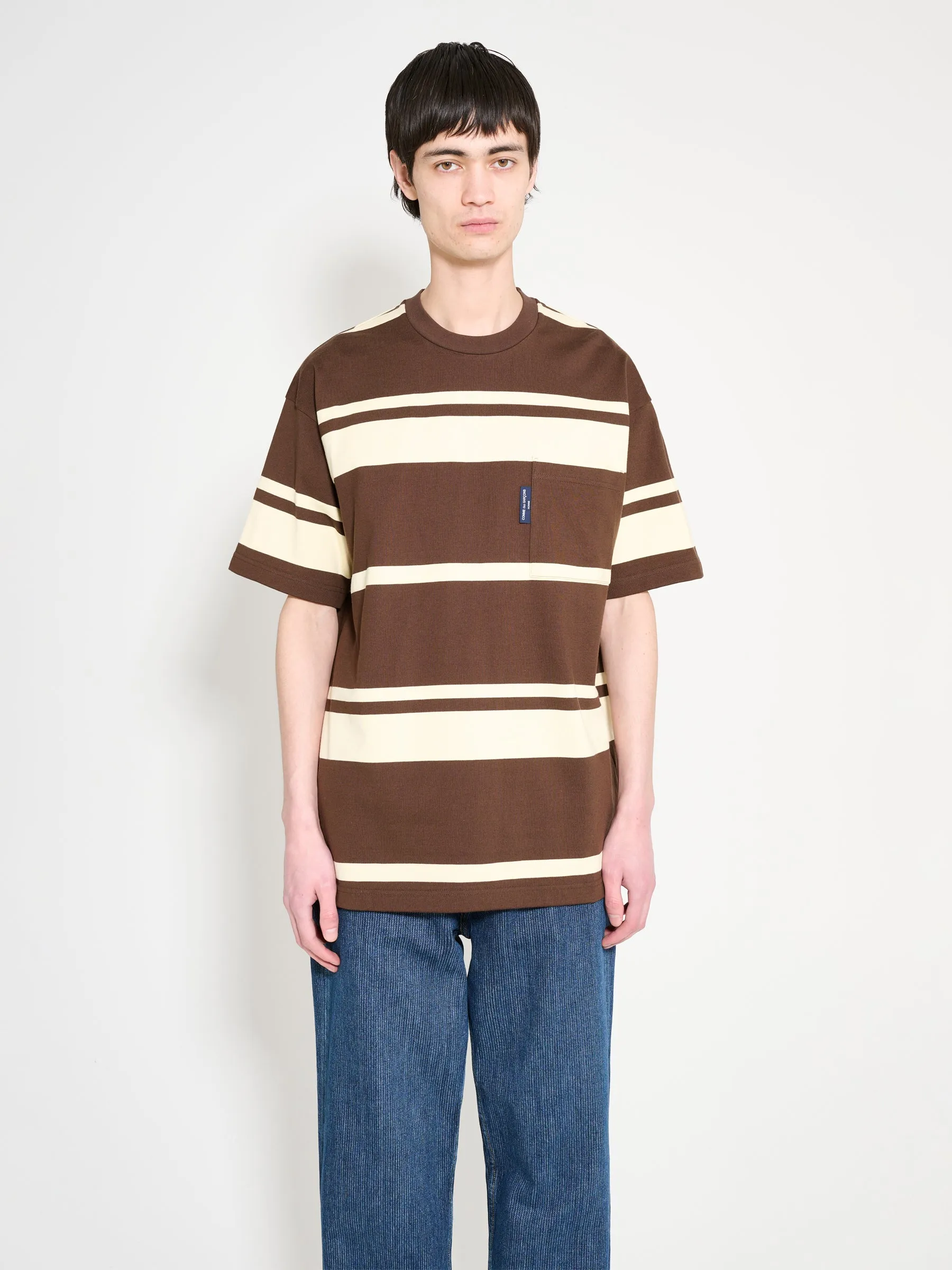 Comme des Garçons Homme Striped T-shirt Brown / Cream