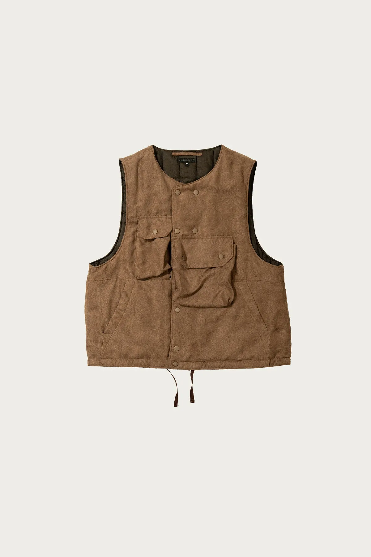 Cover Vest - Khaki Polyester Lightweight Fake Suede