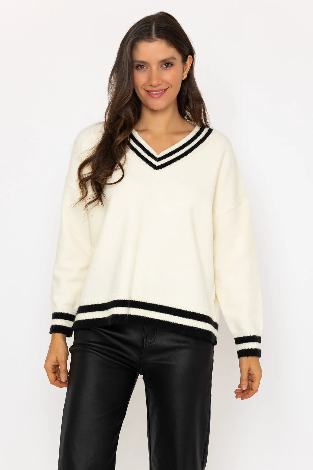 Cream V Neck Cricket Jumper