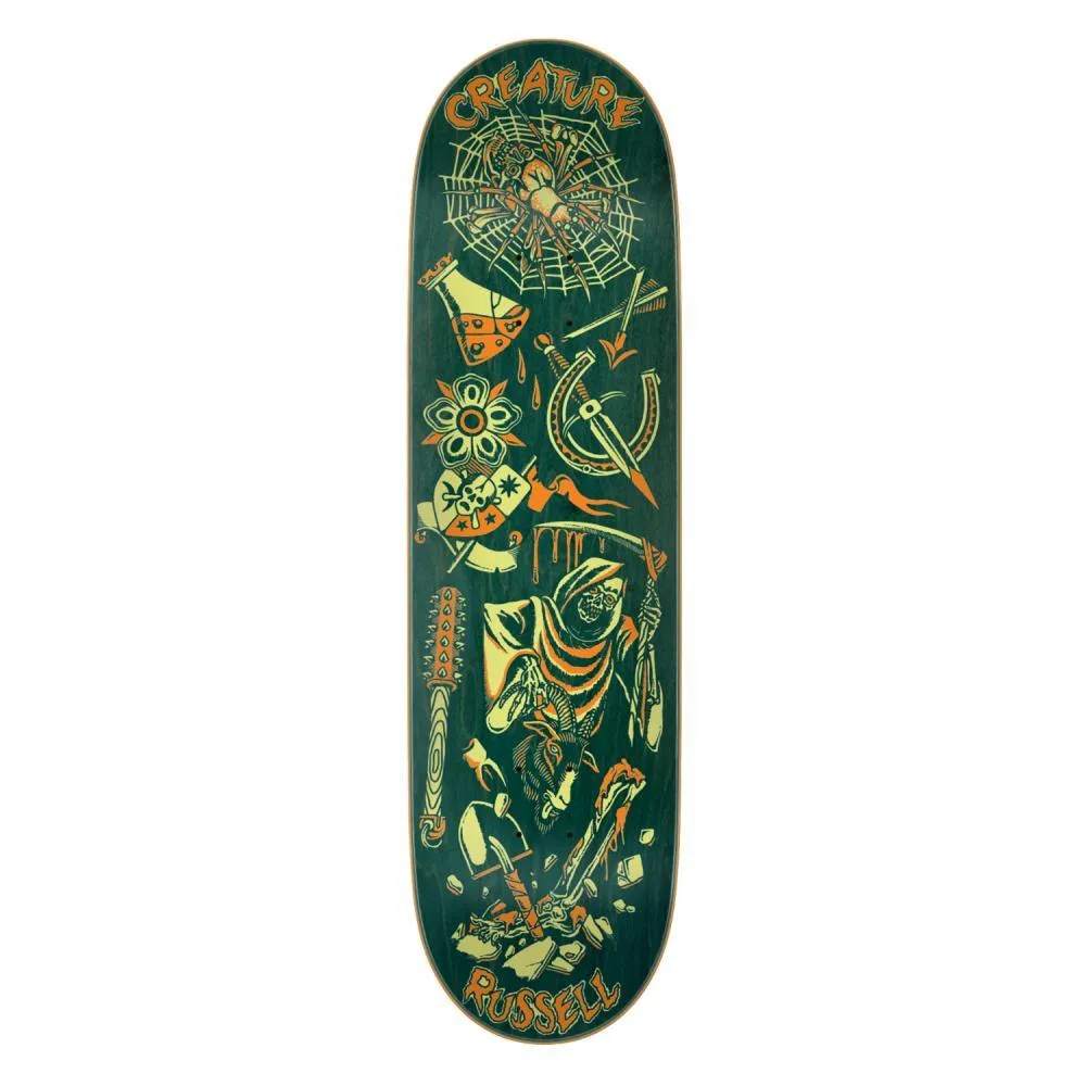 Creature VX Skateboard Deck Russell Fiend Flash Green Multi 8.6