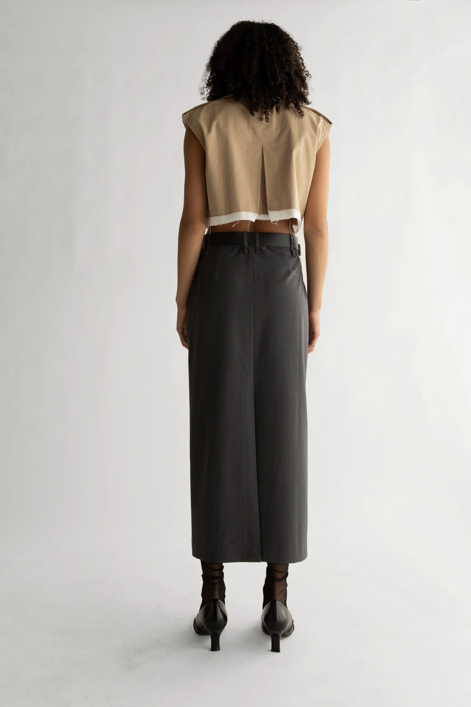 CROPPED TRENCH VEST