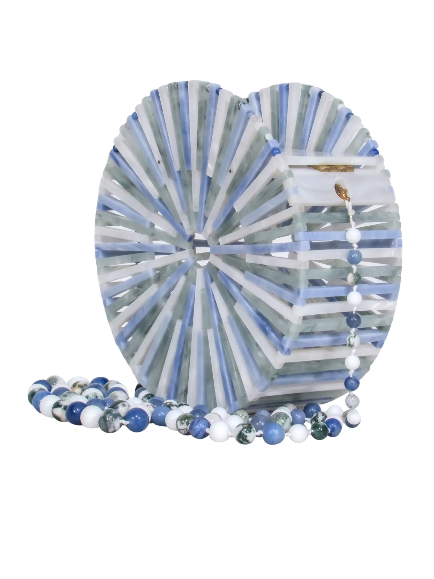 Cult Gaia – Blue, White & Green Round Acrylic Crossbody Bag