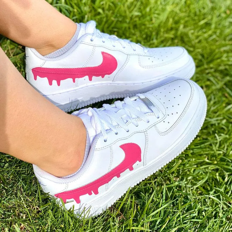 Custom Pink Nike Drip Air Force Ones