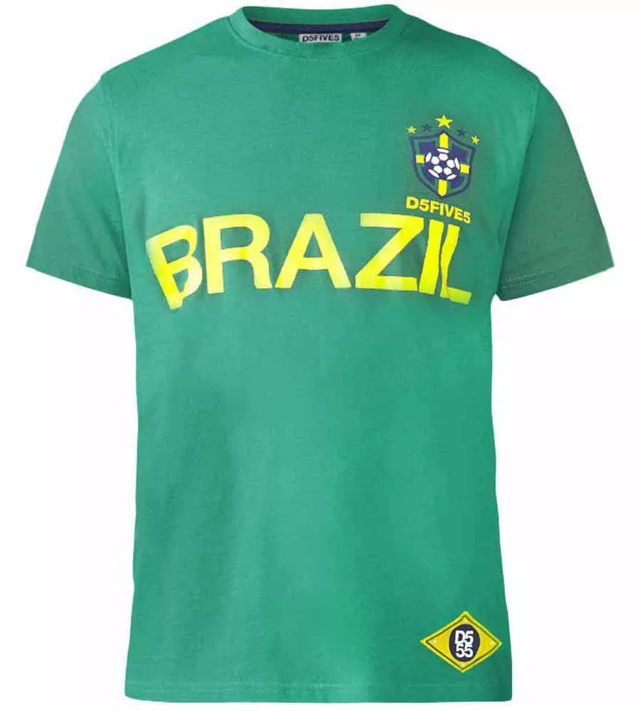 D555 Big Mens Green Brazil Football T-Shirt (RICARDO GREEN)