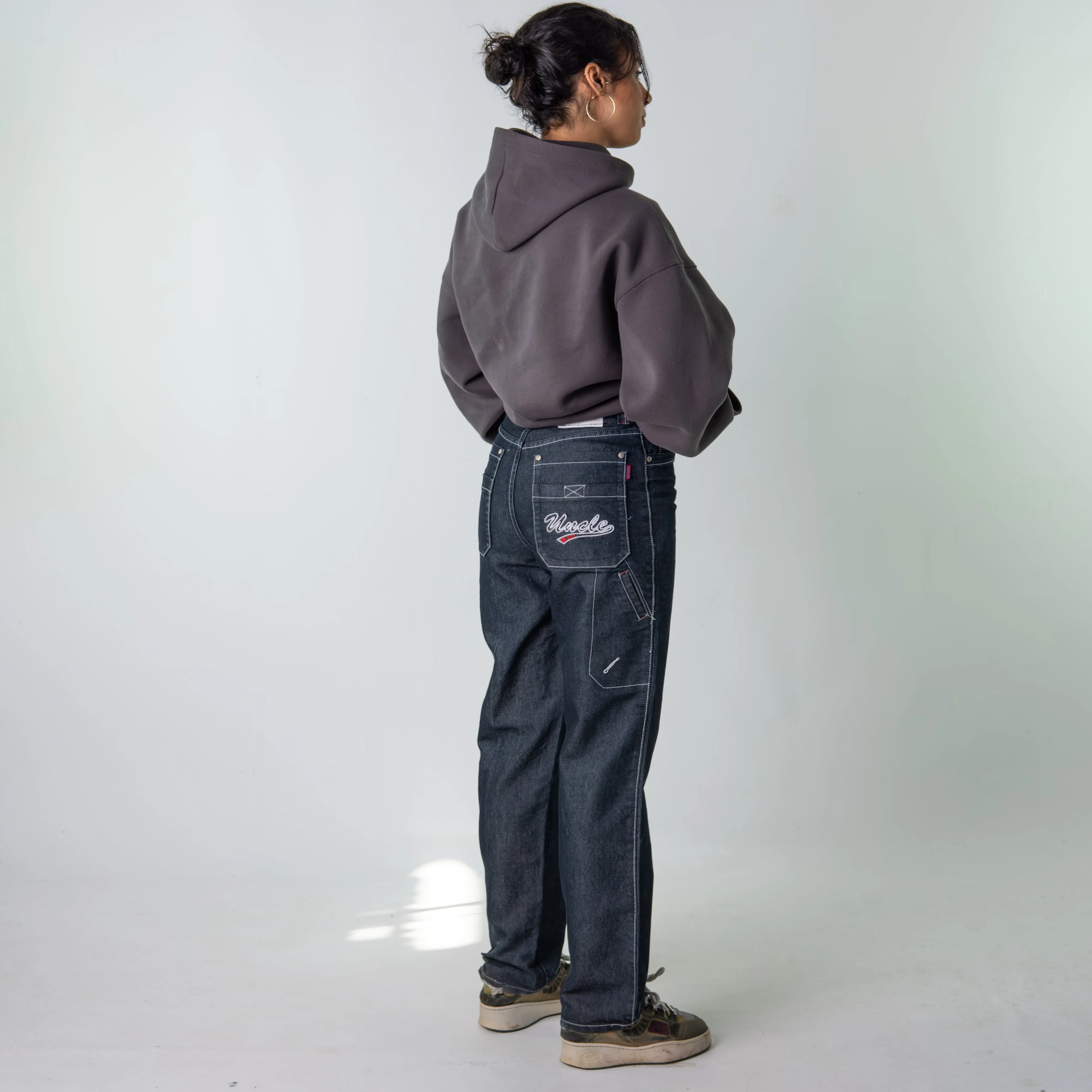 Dark Grey 90s Baggy Hip Hop Uncle Cargo Skater Trousers Pants Jeans (29x31)