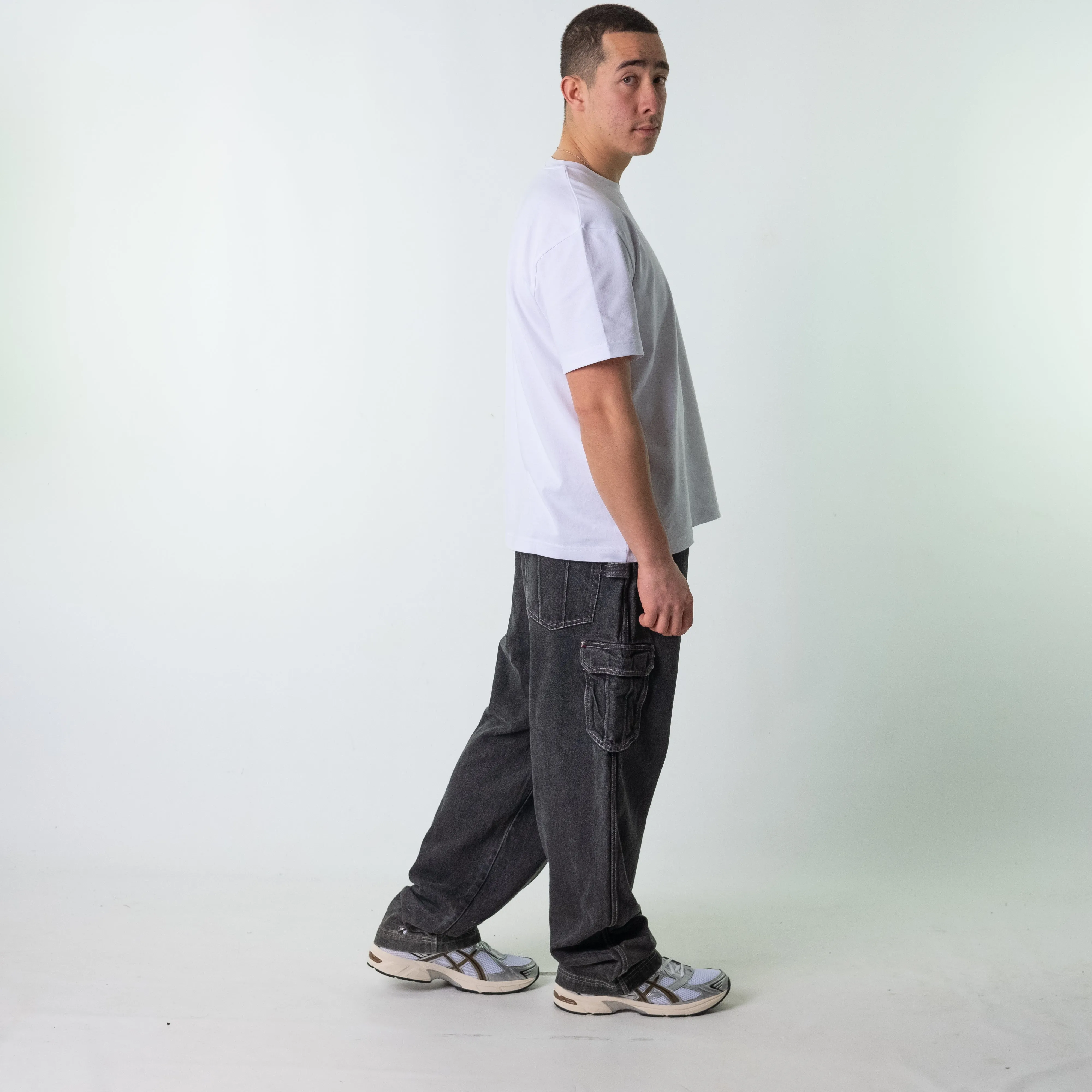 Dark Grey 90s FUBU  Cargo Skater Trousers Pants Jeans (36x34)