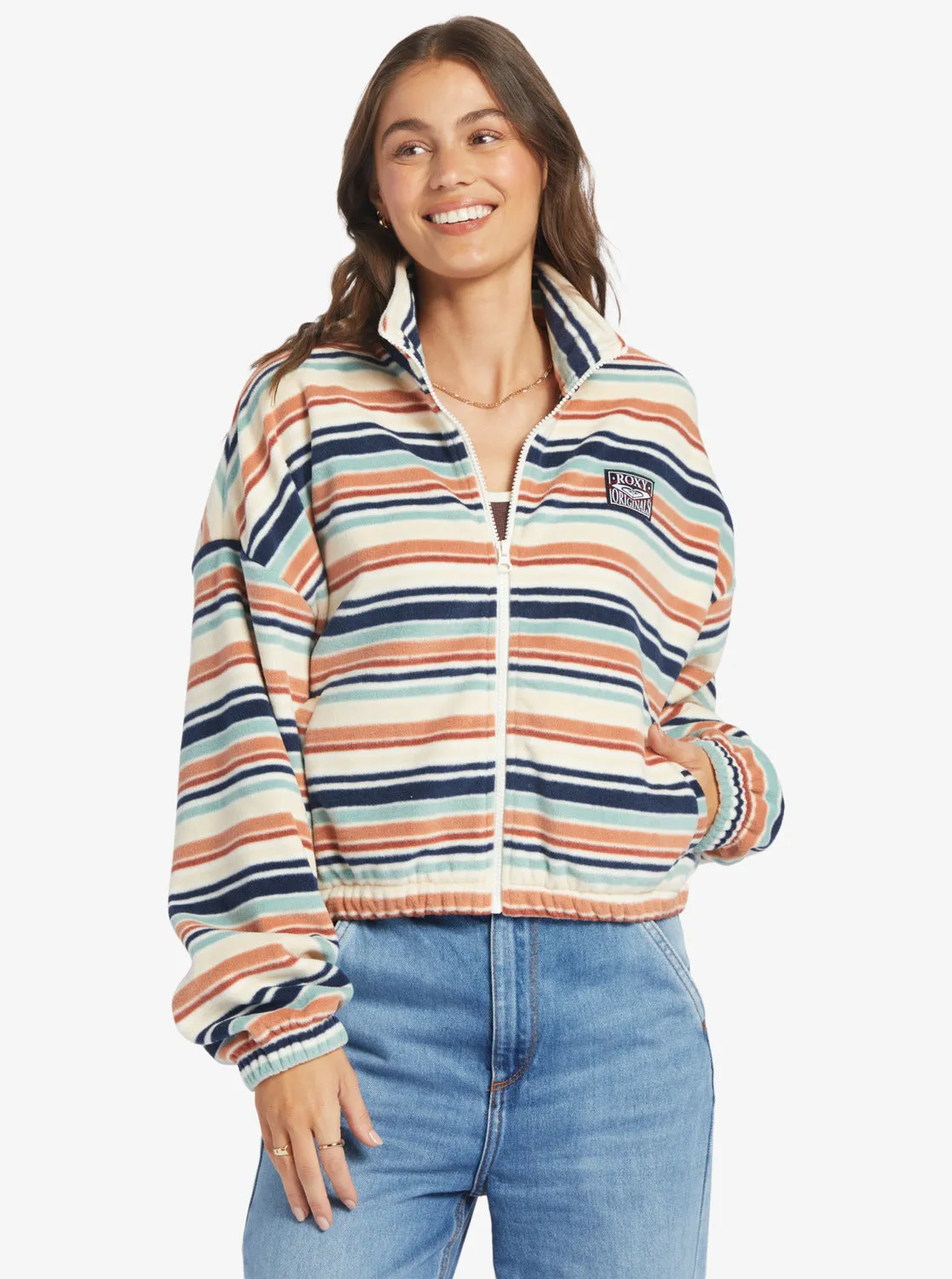 Dawn To Dusk Full Zip Fleece - Blue Surf Blanket Stripe
