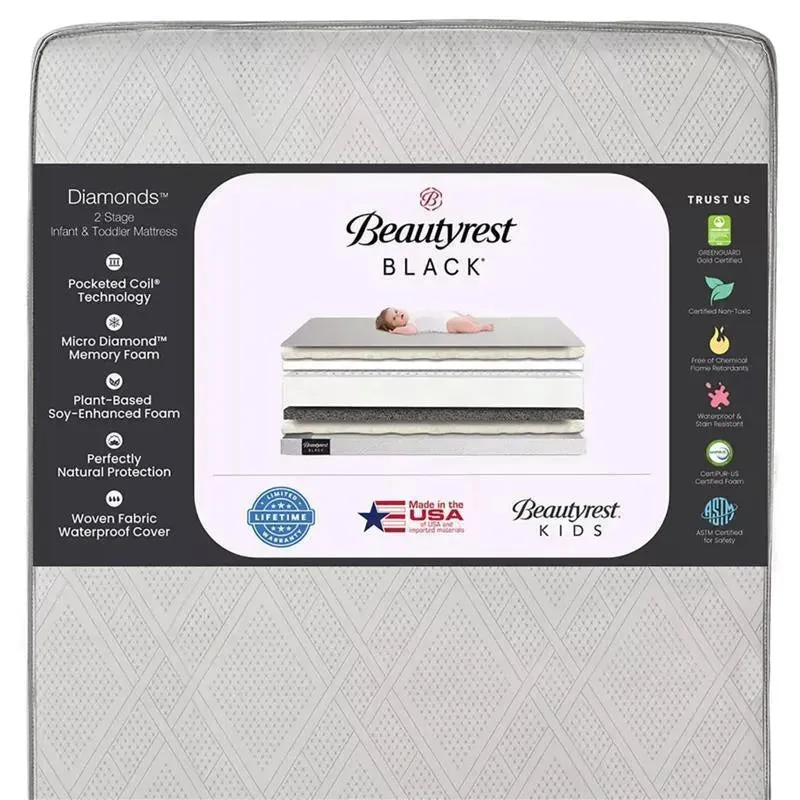 Delta Children - Beautyrest Black Diamond 2 Stage Crib and Toddler Mattress - White