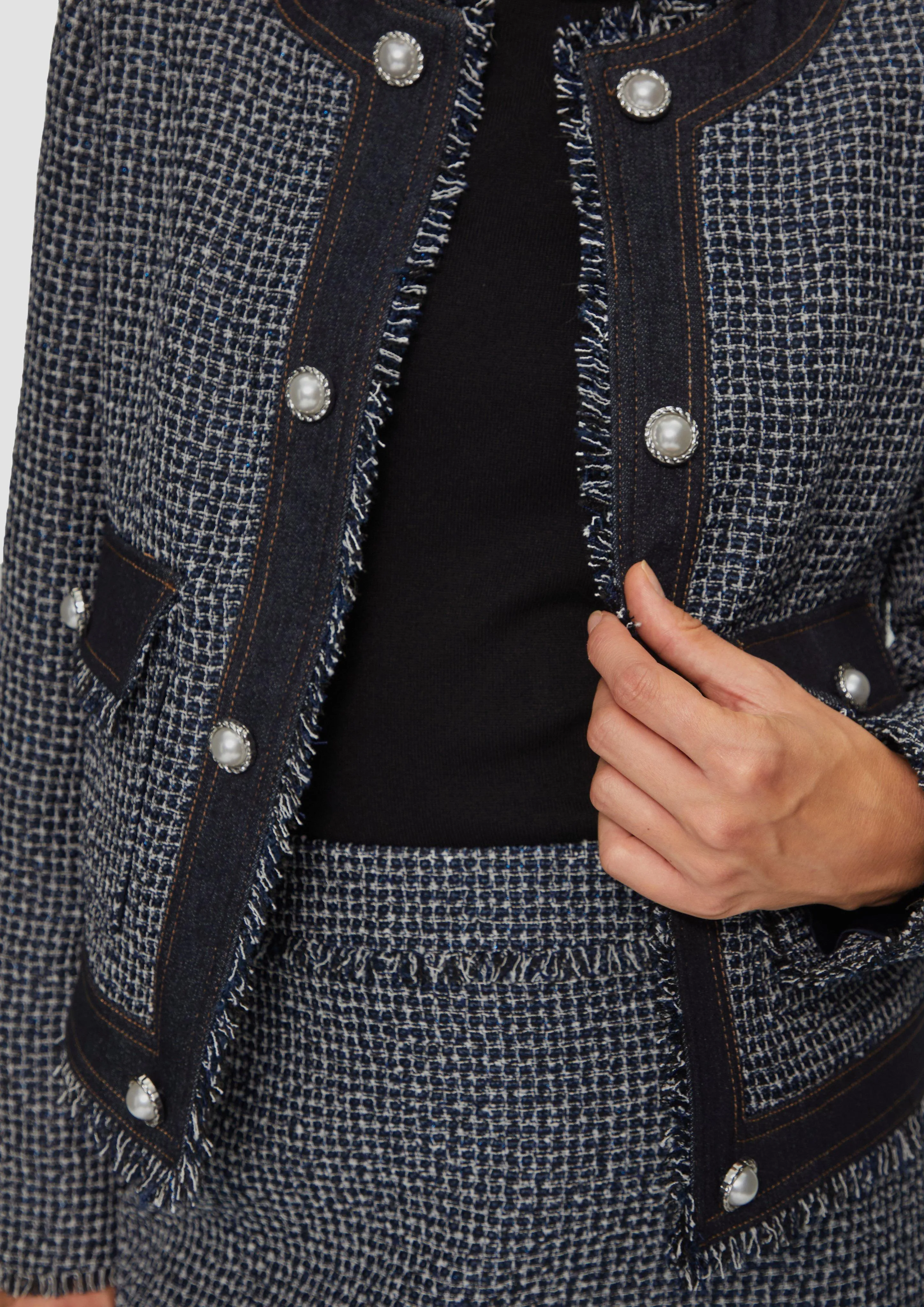 Denim-look bouclé jacket