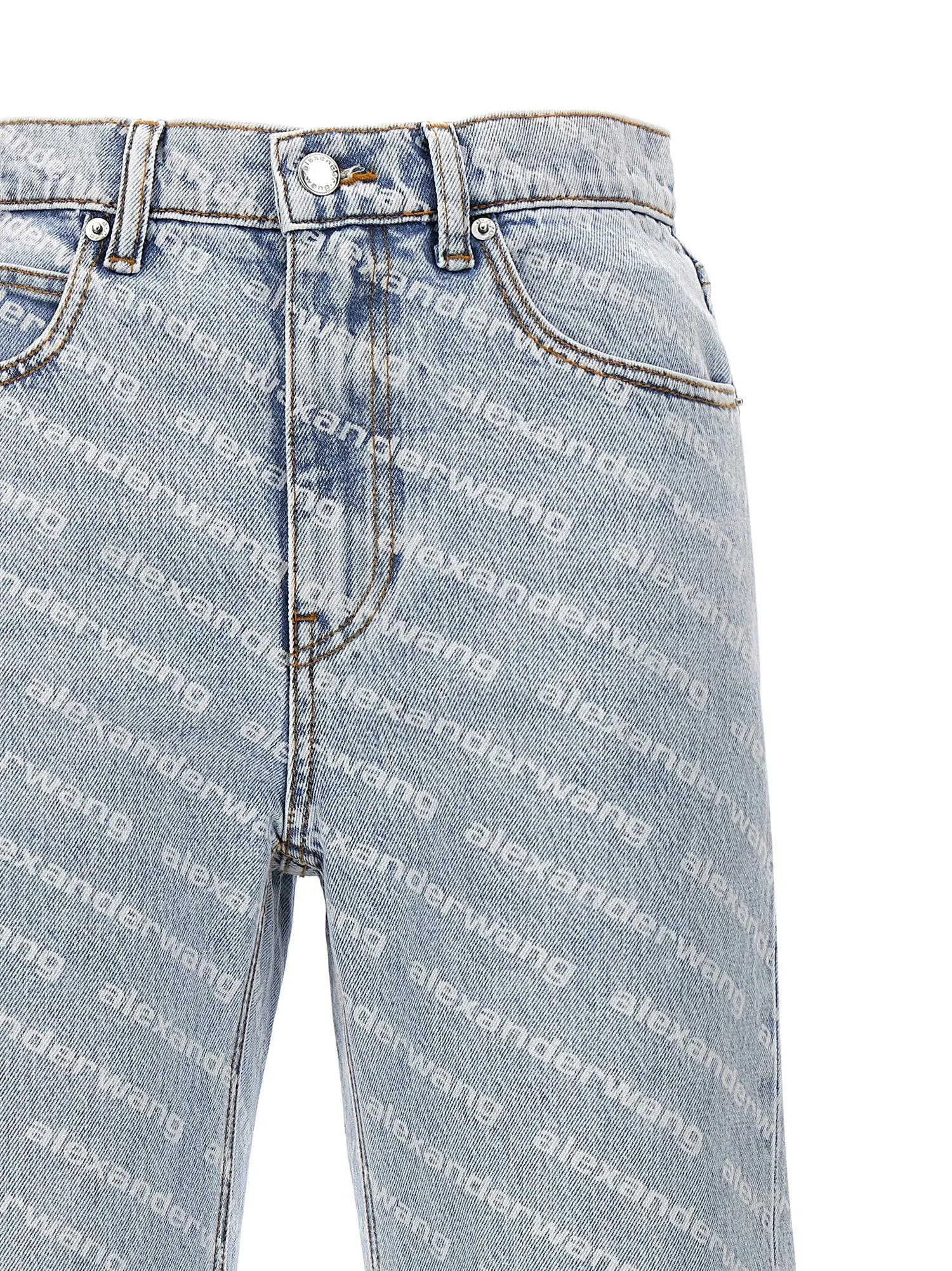 Denim X Alexander Wang    Denim X Alexander Wang 'St Pebble Bleach Logo Print' Jeans