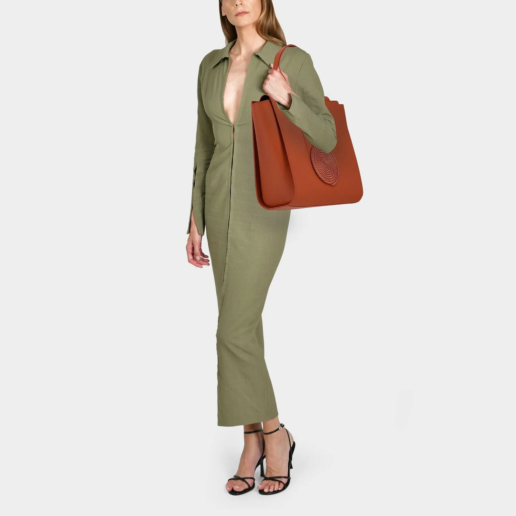 Destree  Sol Tote Bag in Orange Leather