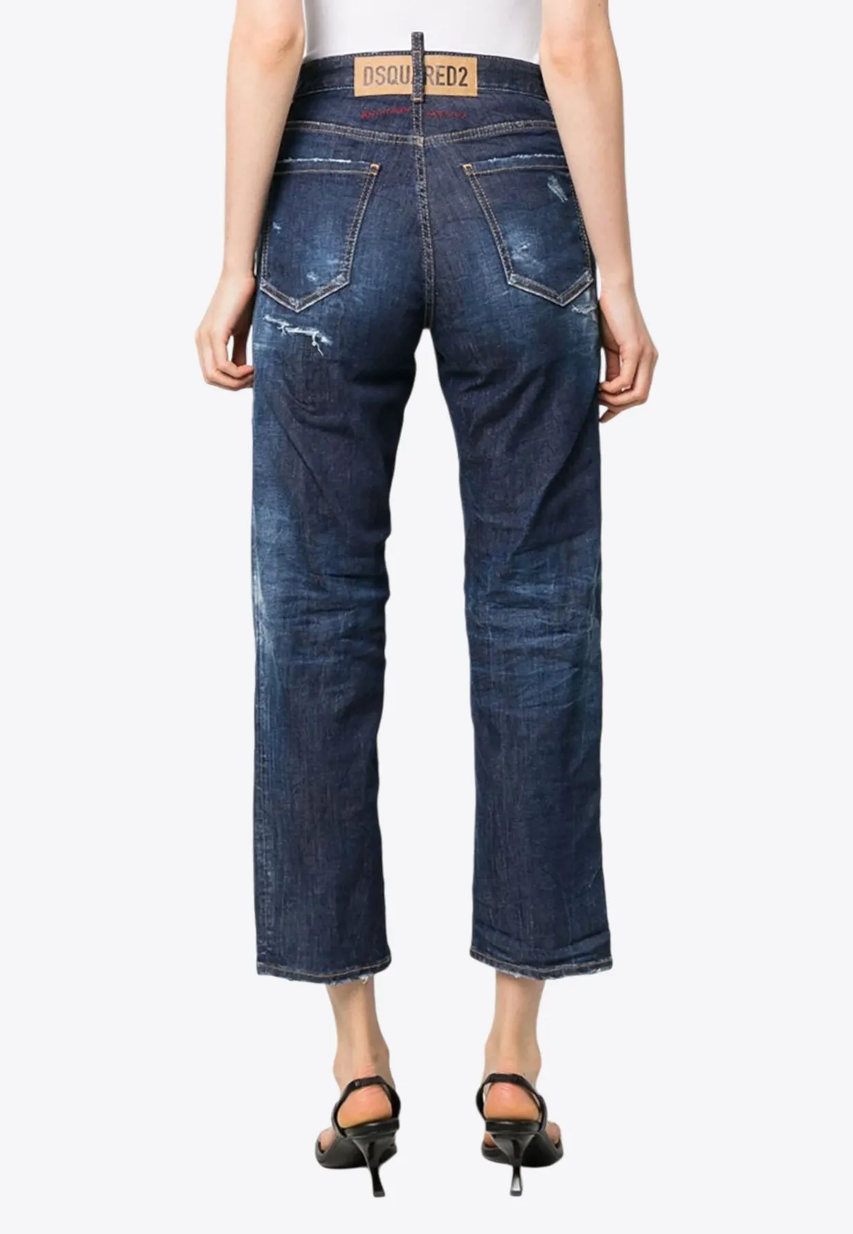 Distressed High-Waist Jeans