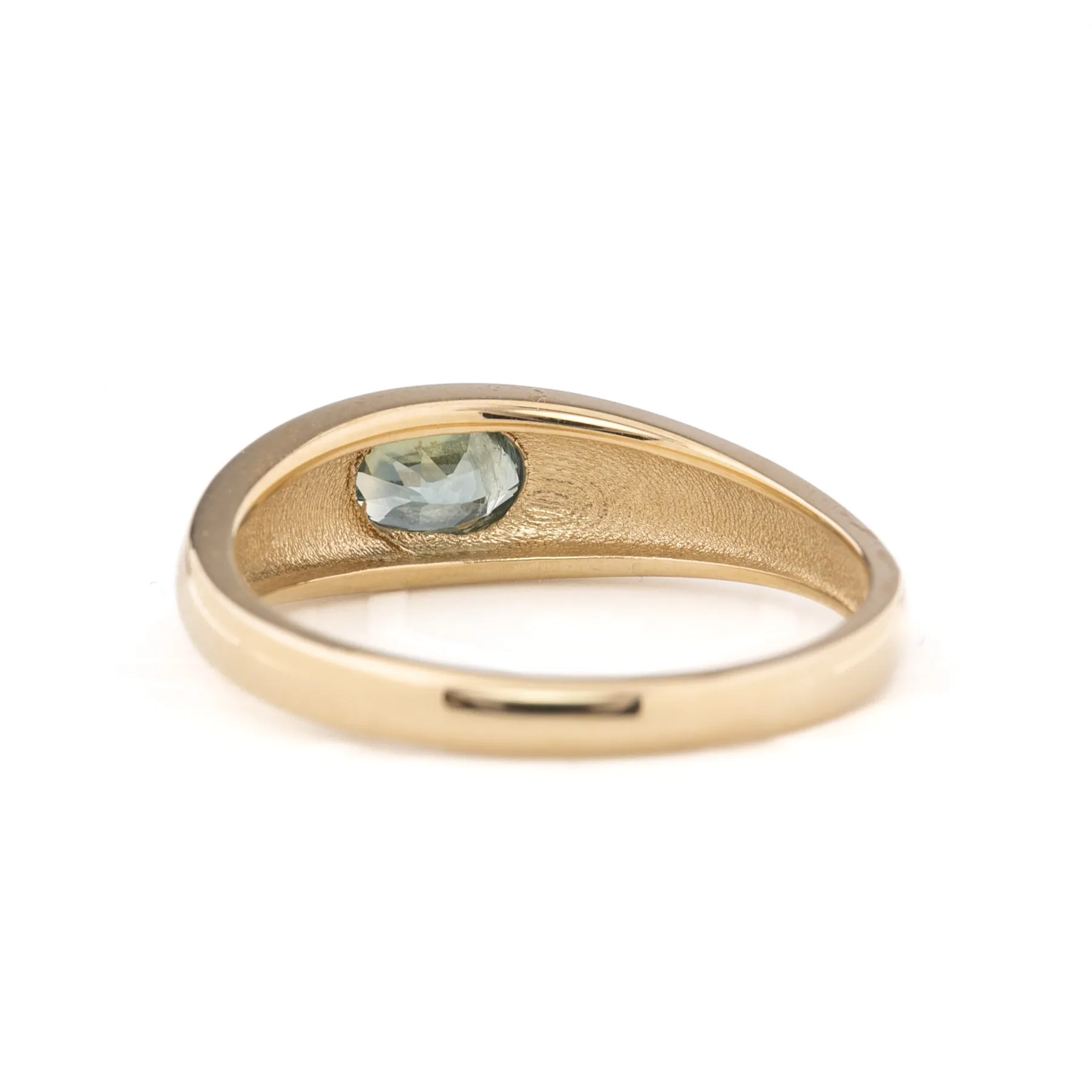 Dome Ring 0.60ct Blue Green Montana Sapphire, 14k Yellow Gold (One of a kind)