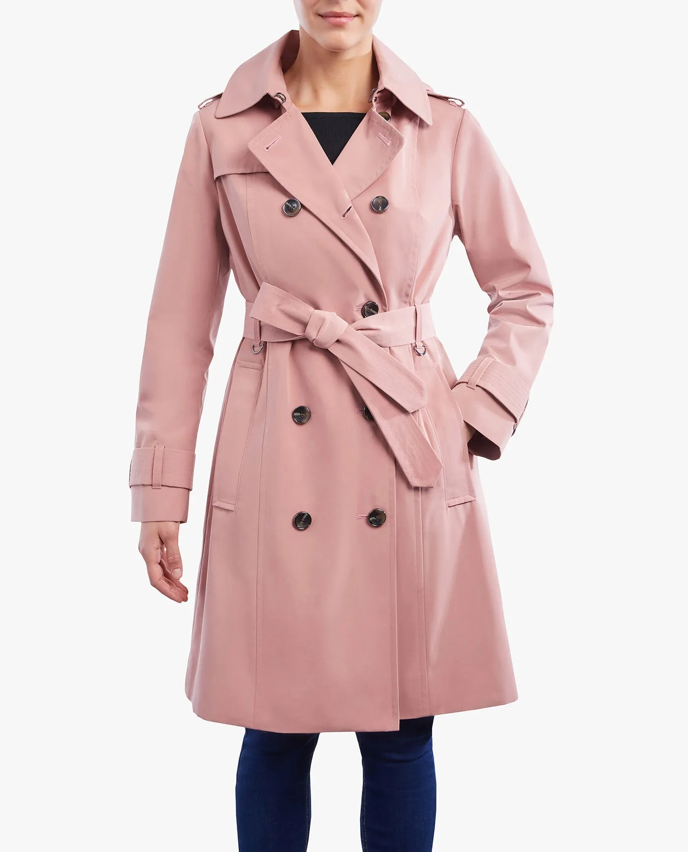 DOUBLE BREASTED BUTTON FRONT TRENCH WITH BELT