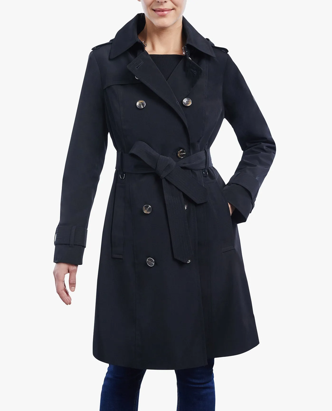 DOUBLE BREASTED BUTTON FRONT TRENCH WITH BELT