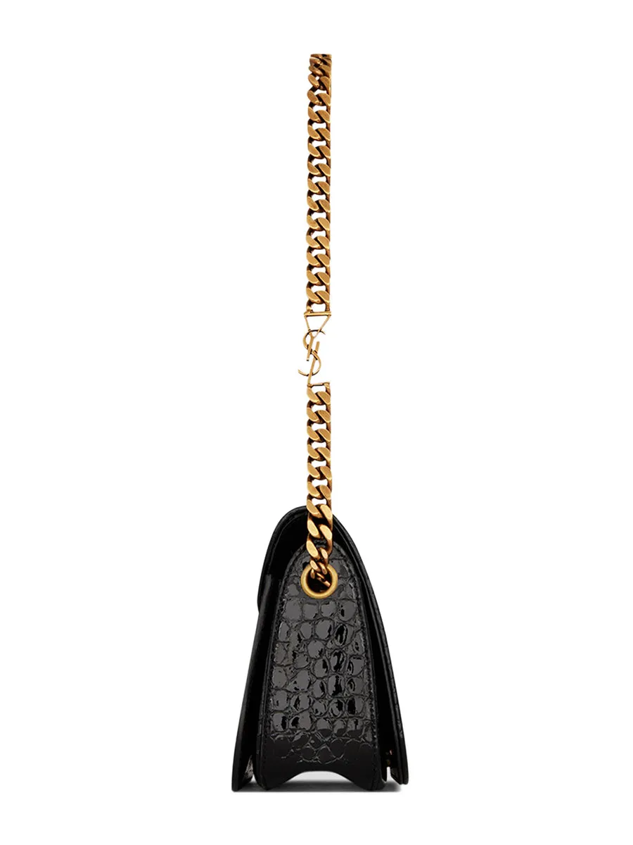 Elise Shoulder Bag in Alligator-embossed Patent Leather