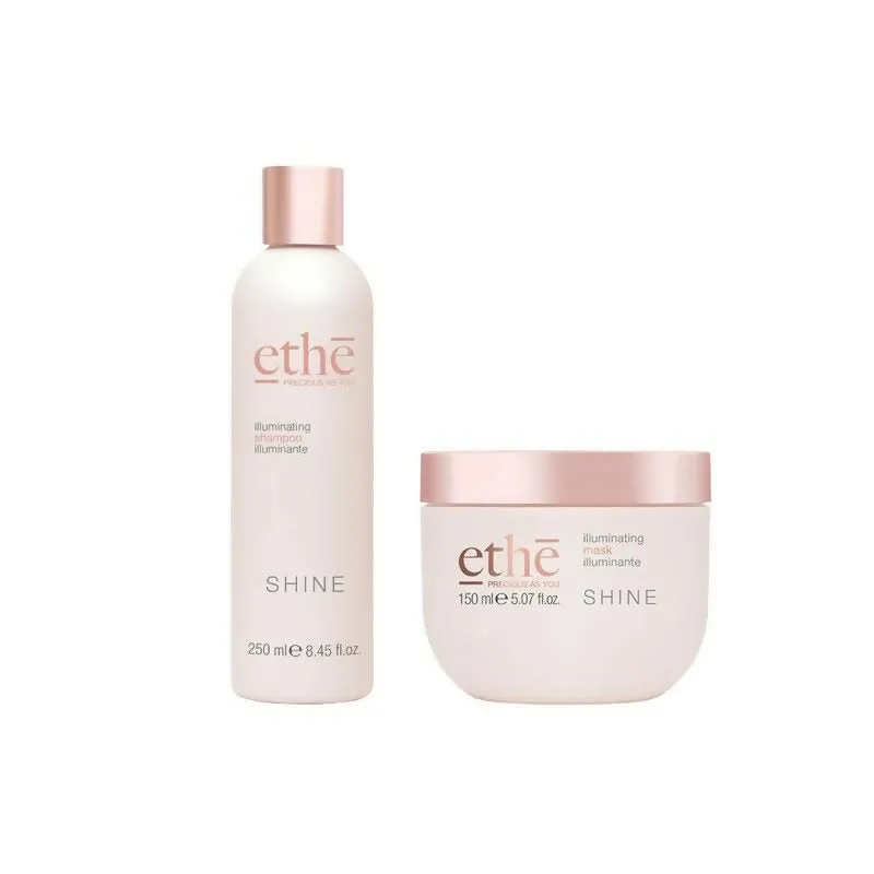 Emsibeth ethè shine, kit composto da shampoo illuminante 250 ml + maschera illuminante 150 ml, per esaltare la lucentezza dei ca