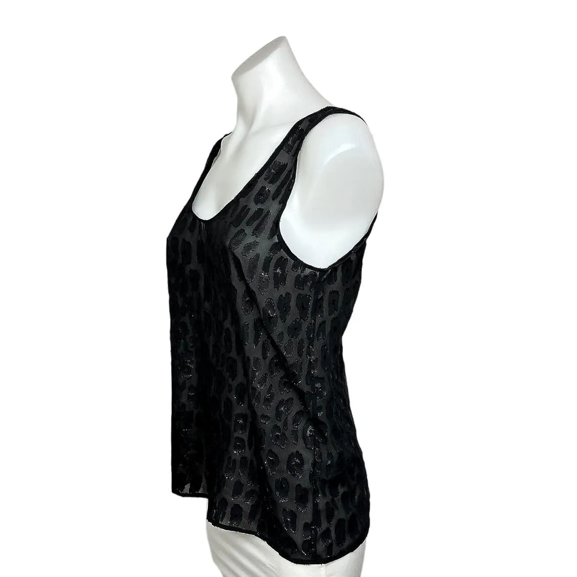 Equipment $158 Kaylen Black Silk Animal Leopard Print Sleeveless Tank Top Sz XS