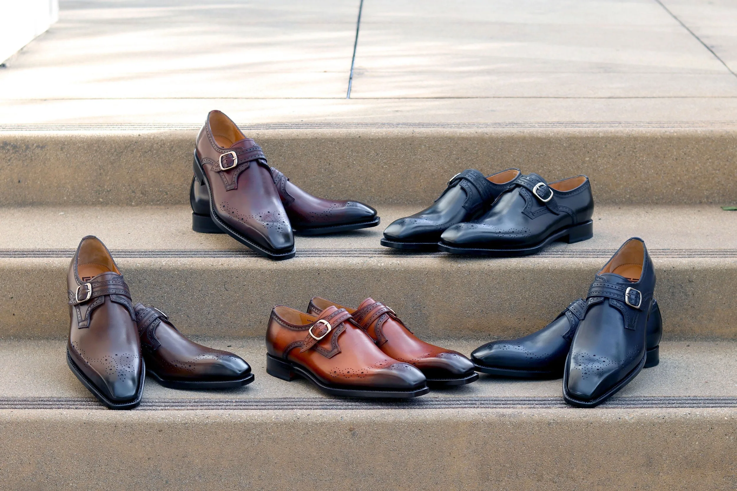 Eric Burnished Calfskin Monkstrap Shoe Brown