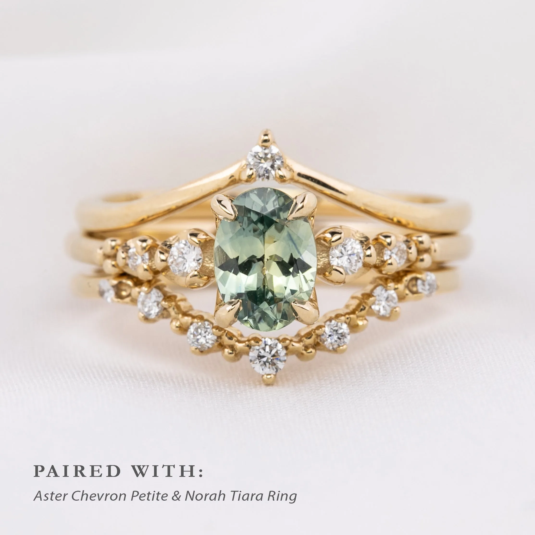 Estel Luxe Ring 1.04ct Light Green Montana Sapphire, 14k Yellow Gold (One of a kind)