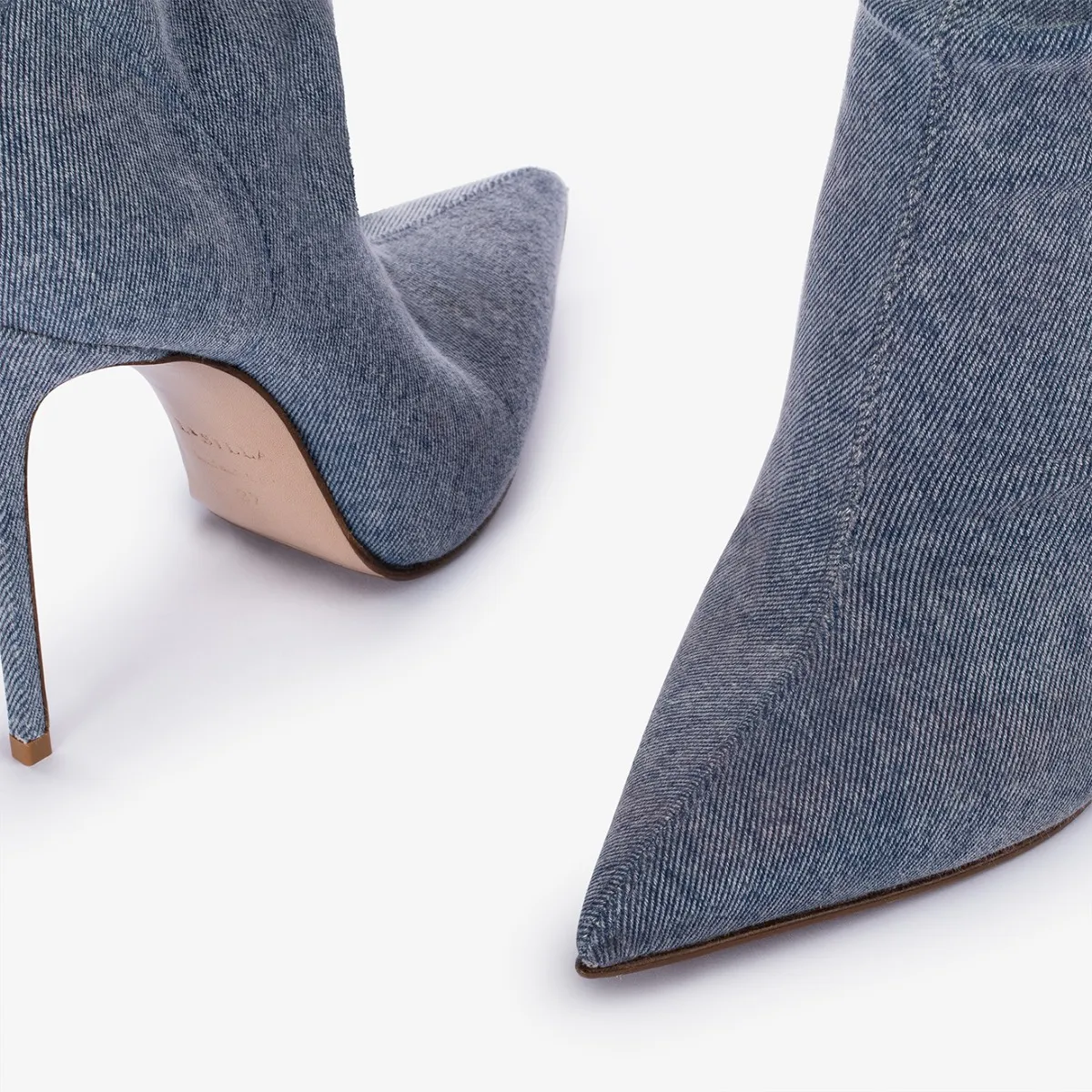 EVA THIGH-HIGH BOOT 120 mm Blue stretch denim over-the-knee boot