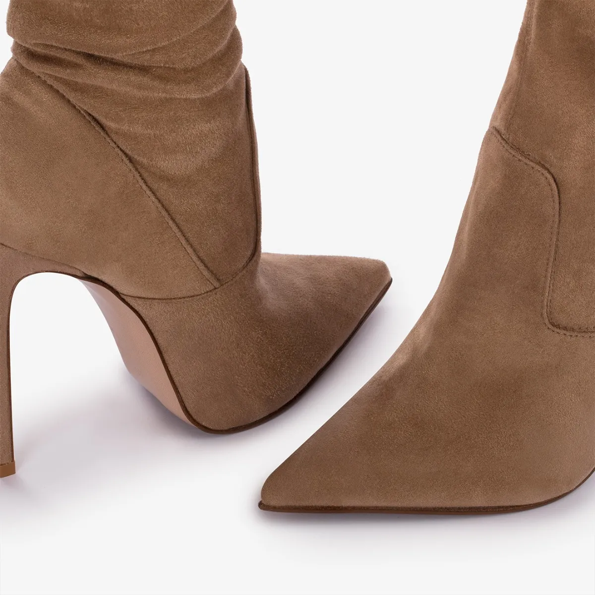 EVA THIGH-HIGH BOOT 120 mm Ginger brown stretch vegan suede over-the-knee boot