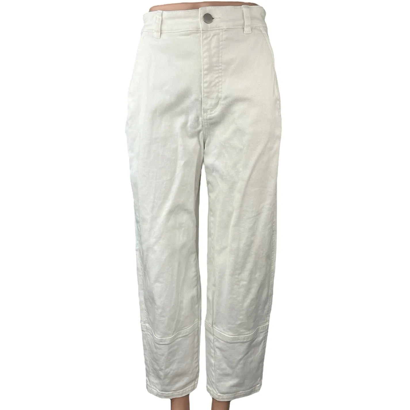 Everlane Women's White High Waist Straight Wide Leg Ankle Denim Pants Jeans 4