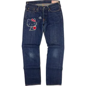 Evisu x Sanrio Hello Kitty Collaboration Embroidered Jeans Blue