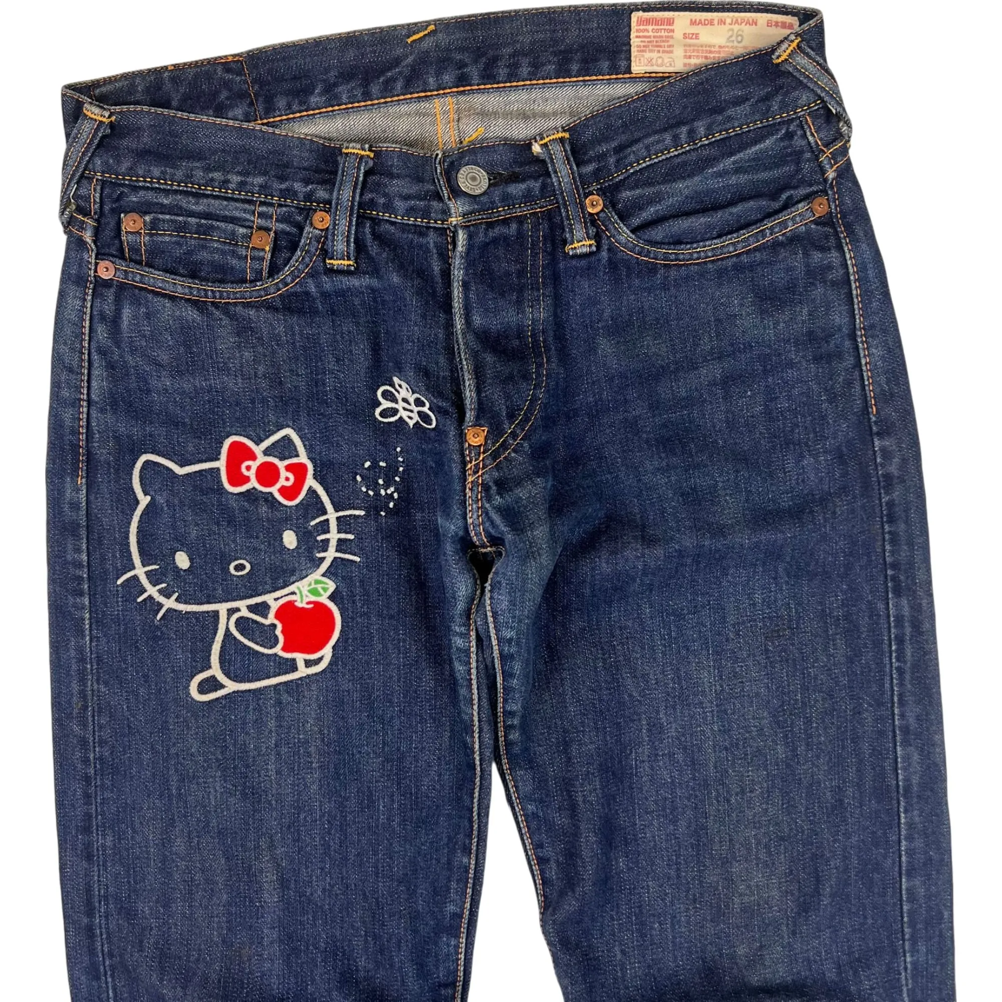 Evisu x Sanrio Hello Kitty Collaboration Embroidered Jeans Blue